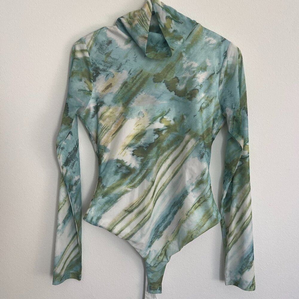 superdown Green Marble Print Long Sleeve Bodysuit. PERFECT FOR NOLA SOLD OUT!!!